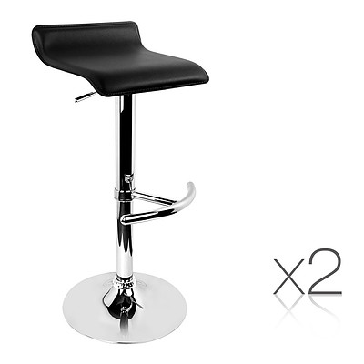 Set of 2 PU Leather Bar Stools - Black - Brand New - Free Shipping