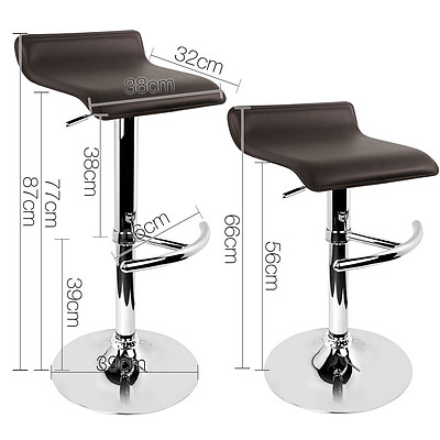 Set of 2 PVC Leather Kitchen Bar Stool Chocolate - Brand New - Free Shipping