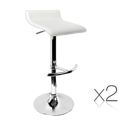 Set of 2 PU Leather Bar Stools - White - Brand New - Free Shipping