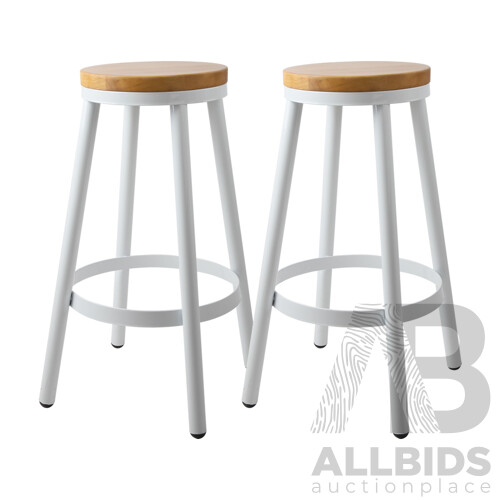 Set of 2 Round White Stackable Bar Stools - Brand New - Free Shipping