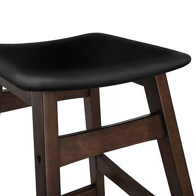 Set of 2 Wooden and Padded Bar Stool - Black