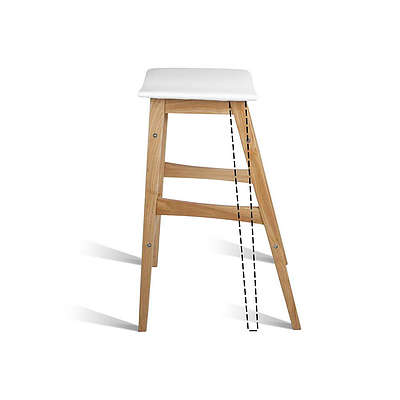 Set of 2 Wooden and Padded Bar Stool - White - Free Shipping