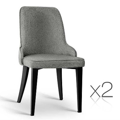 Set of 2 Fabric Dining Chairs Grey - Free Shipping