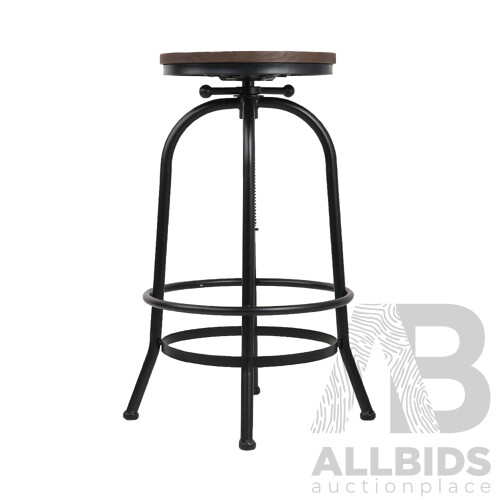 Rustic Industrial Round Bar Stool
