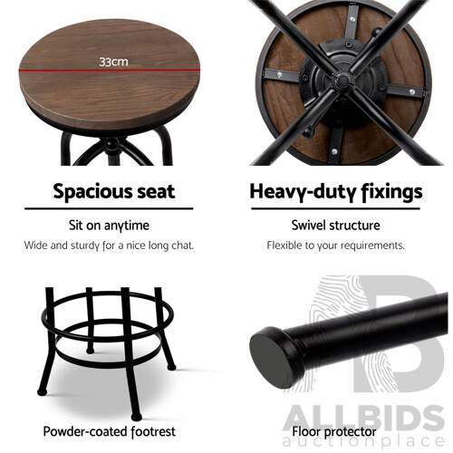 Rustic Industrial Round Bar Stool