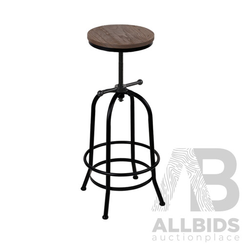 Rustic Industrial Round Bar Stool