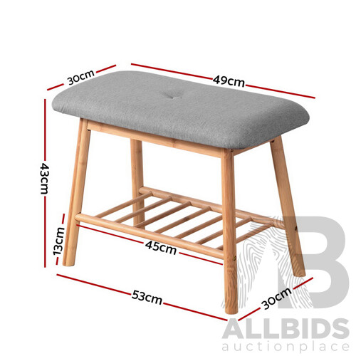 Shoe Rack Seat Bench Chair Shelf Organisers Bamboo Grey - Brand New - Free Shipping