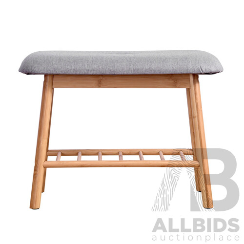 Shoe Rack Seat Bench Chair Shelf Organisers Bamboo Grey - Brand New - Free Shipping