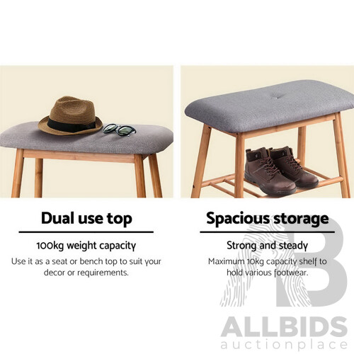 Shoe Rack Seat Bench Chair Shelf Organisers Bamboo Grey - Brand New - Free Shipping