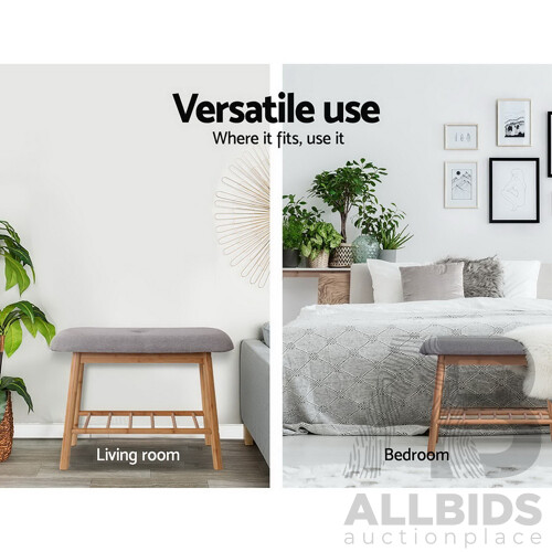 Shoe Rack Seat Bench Chair Shelf Organisers Bamboo Grey - Brand New - Free Shipping
