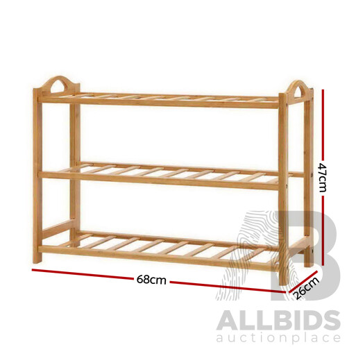 3 Tiers Bamboo Shoe Rack Storage Organiser Wooden Shelf Stand Shelves - Brand New - Free Shipping