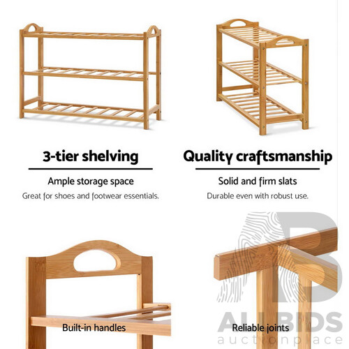 3 Tiers Bamboo Shoe Rack Storage Organiser Wooden Shelf Stand Shelves - Brand New - Free Shipping