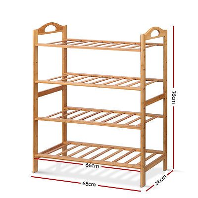 Bamboo Shoe Rack Organiser Wooden Stand Shelf 4 Tiers Shelves - Brand New - Free Shipping