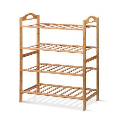 Bamboo Shoe Rack Organiser Wooden Stand Shelf 4 Tiers Shelves - Brand New - Free Shipping