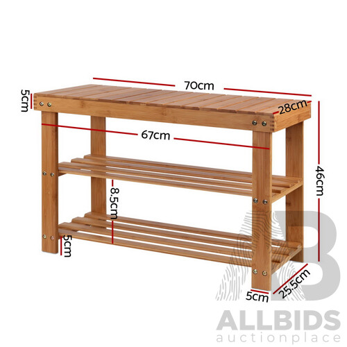 Bamboo Shoe Rack Wooden Seat Bench Organiser Shelf Stool - Brand New - Free Shipping
