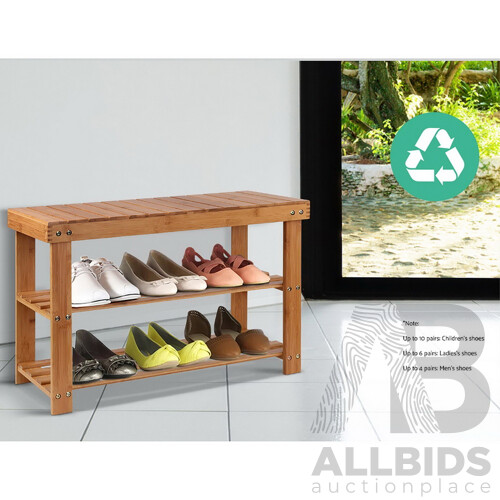 Bamboo Shoe Rack Wooden Seat Bench Organiser Shelf Stool - Brand New - Free Shipping