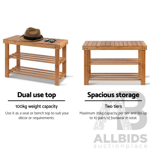 Bamboo Shoe Rack Wooden Seat Bench Organiser Shelf Stool - Brand New - Free Shipping