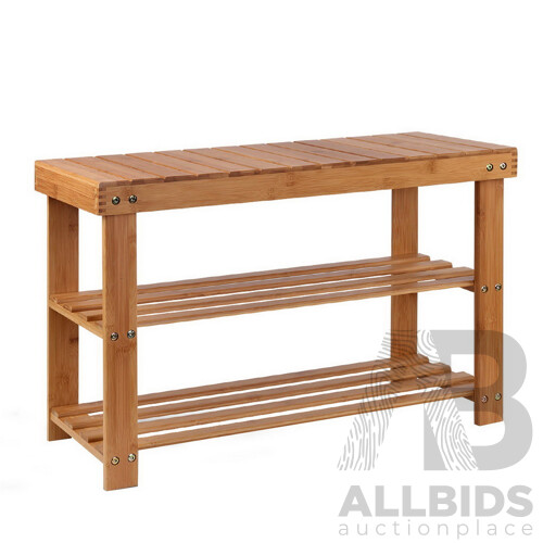 Bamboo Shoe Rack Wooden Seat Bench Organiser Shelf Stool - Brand New - Free Shipping