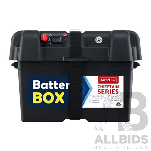Battery Box 12V Camping Portable Deep Cycle AGM Universal Large USB Cig - Brand New - Free Shipping
