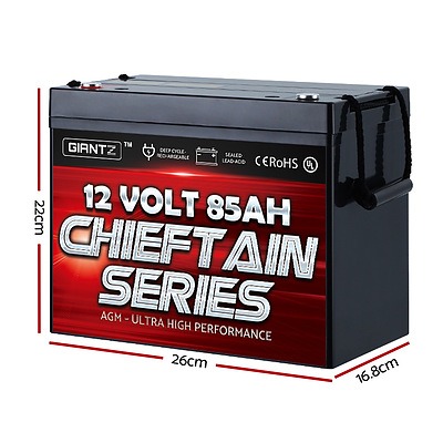 85Ah Deep Cycle Battery 12V AGM Marine Sealed Power Portable Box Solar
