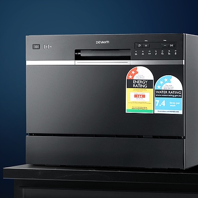 Benchtop Dishwasher 6 Place Setting Counter Bench Top Dish Washer Black - Brand New - Free Shipping