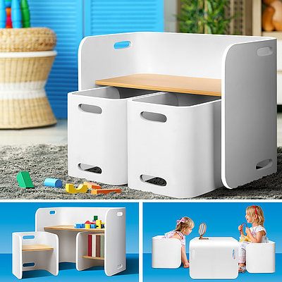 Kids Table and Chair Set Study Desk Dining White