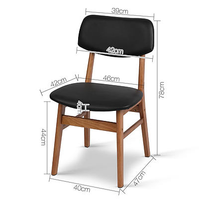 Set of 2 Wood & PVC Dining Chair - Black - Free Shipping