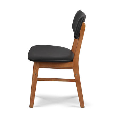 Set of 2 Wood & PVC Dining Chair - Black - Free Shipping