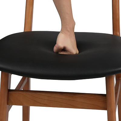 Set of 2 Wood & PVC Dining Chair - Black - Free Shipping