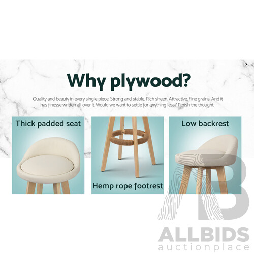 Set of 2 PU Leather Bar Stool- Beige - Free Shipping