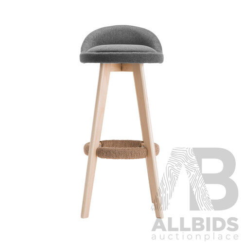 Set of 2 Fabric Bar Stool -Grey - Free Shipping