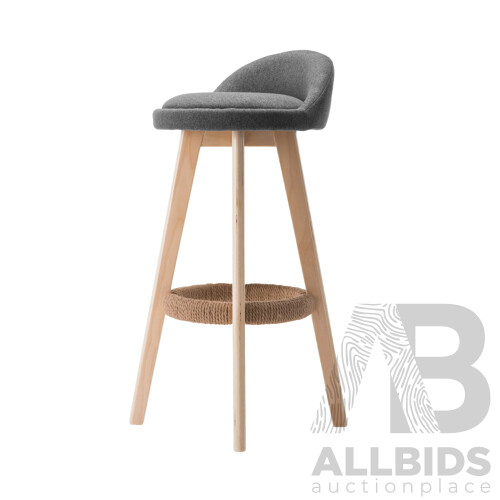 Set of 2 Fabric Bar Stool -Grey - Free Shipping