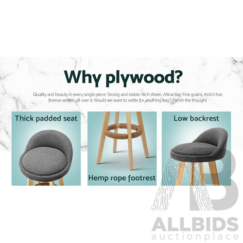 Set of 2 Fabric Bar Stool -Grey - Free Shipping