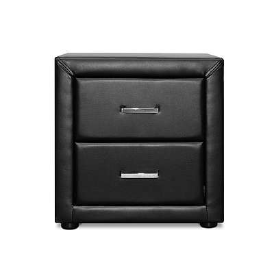 PU Leather Bedside Table 2 Drawers Black - Brand New - Free Shipping