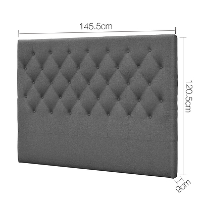 Double Size Upholstered Fabric Headboard - Dark Grey