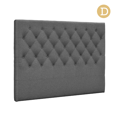 Double Size Upholstered Fabric Headboard - Dark Grey