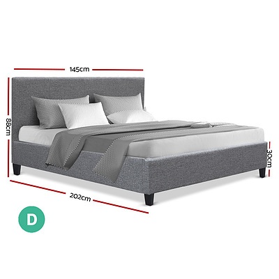 Double Size Fabric Bed Frame Headboard Grey - Brand New - Free Shipping