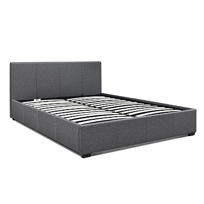 Queen Size Fabric and Wood Bed Frame - Grey