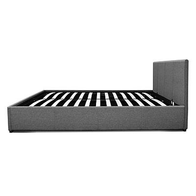 Queen Size Fabric and Wood Bed Frame - Grey