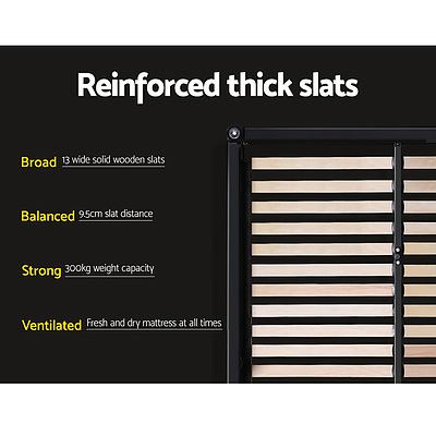 Queen Size Bed Frame Base Mattress Fabric Wooden Charcoal POLA - Brand New - Free Shipping