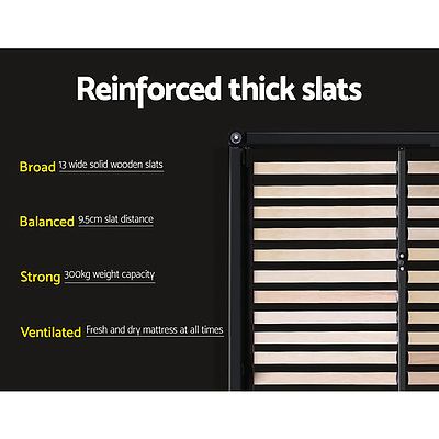 Bed Frame Double Size Mattress Base Platform Fabric Wooden Grey