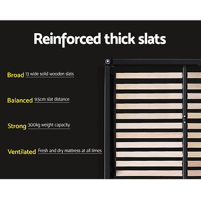 Bed Frame Queen Size Mattress Base Platform Fabric Wooden Beige