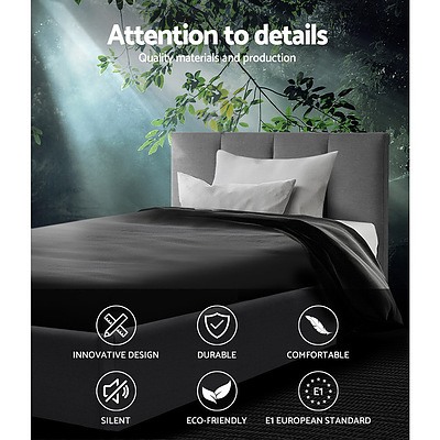 Bed Frame Single Size Mattress Base Platform Fabric Wooden Grey