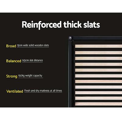 Bed Frame Single Size Mattress Base Platform Fabric Wooden Grey