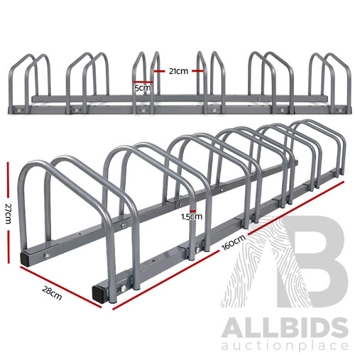 6 Bike Floor Parking Rack Instant Storage Stand Bicycle Cycling Portable Racks Silver - Brand New - Free Shipping