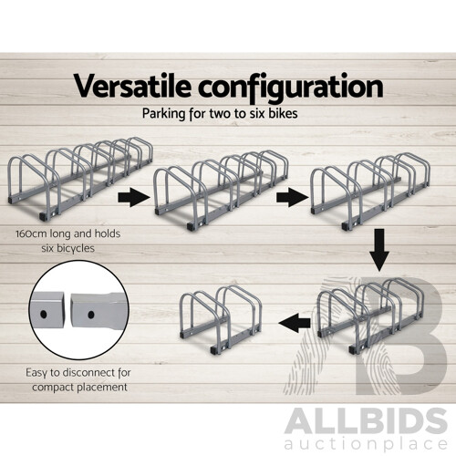 6 Bike Floor Parking Rack Instant Storage Stand Bicycle Cycling Portable Racks Silver - Brand New - Free Shipping