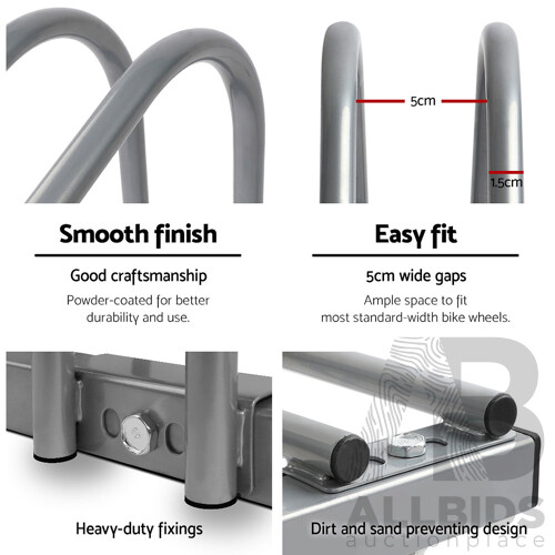 6 Bike Floor Parking Rack Instant Storage Stand Bicycle Cycling Portable Racks Silver - Brand New - Free Shipping