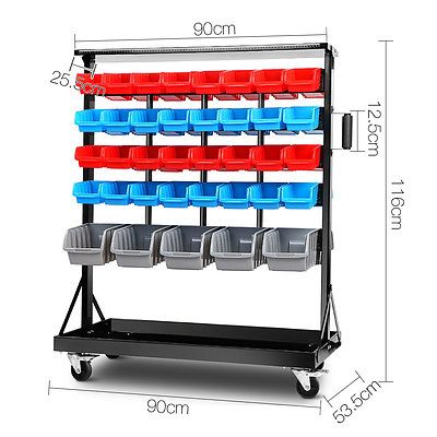 74 Bin Dual-Sided Storage Shelving Rack Organiser - Free Shipping