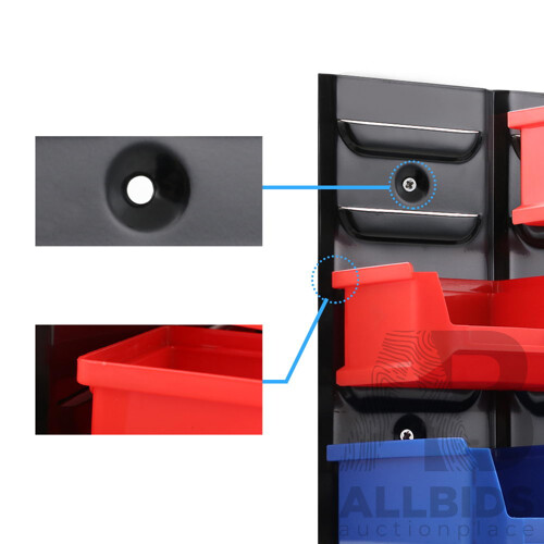 24 Bin Wall Mounted Rack Storage Tools Steel Board Organiser Work Bench Garage - Brand New - Free Shipping