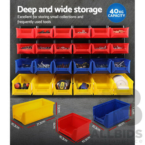 24 Bin Wall Mounted Rack Storage Tools Steel Board Organiser Work Bench Garage - Brand New - Free Shipping